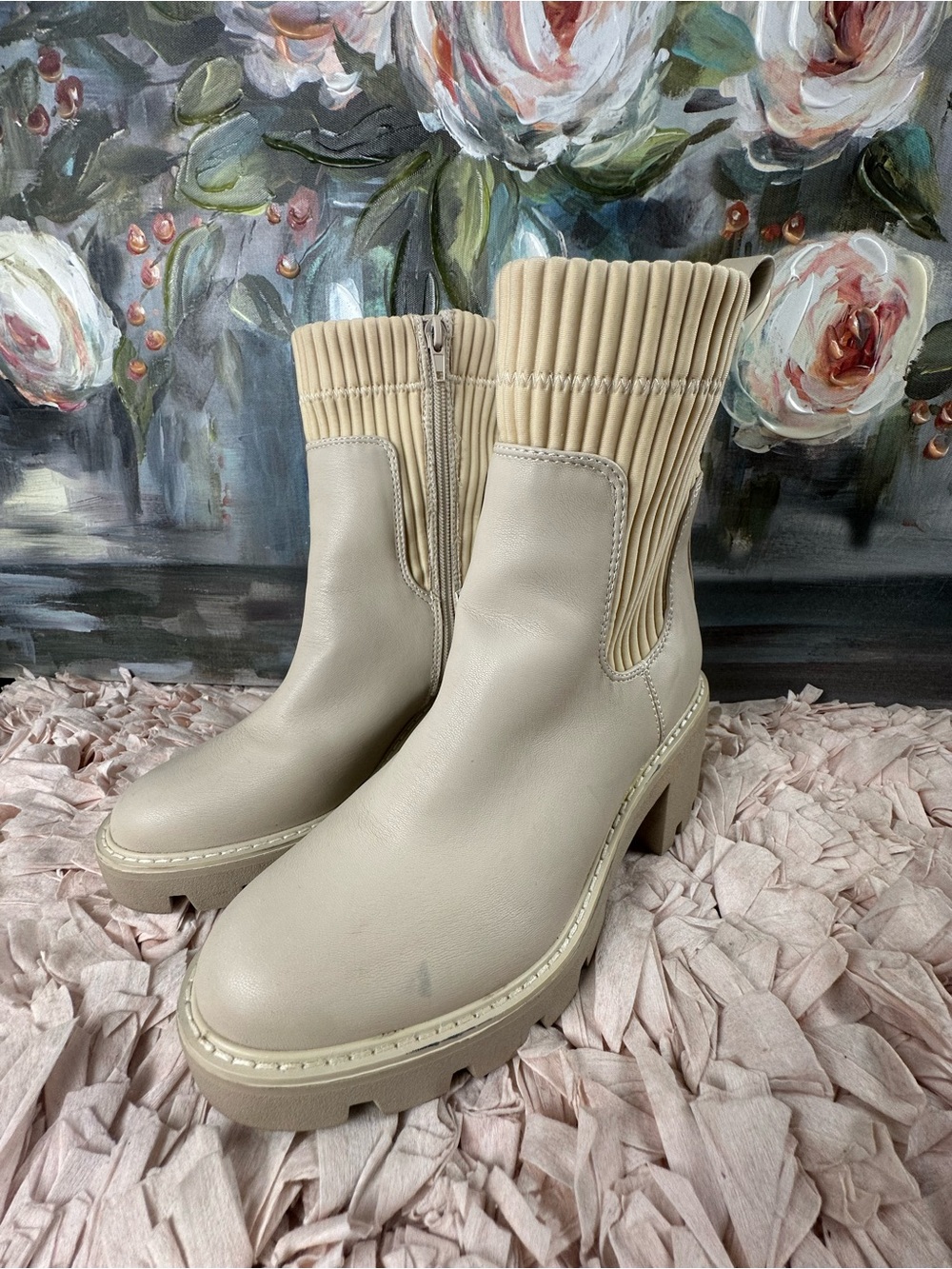 BAR III VersuzP Cream Chunky Ankle Boots – Size 7.5M
